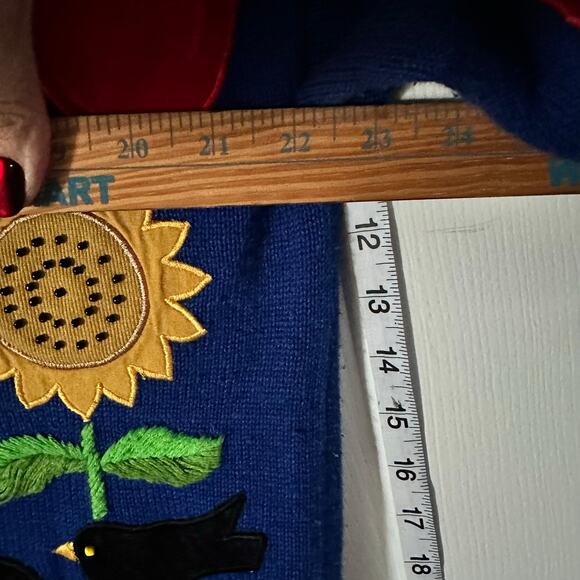 Design Options Philip Jane Gordon Cardigan Sweater Fall Flowers Birds Large - Picture 6 of 15